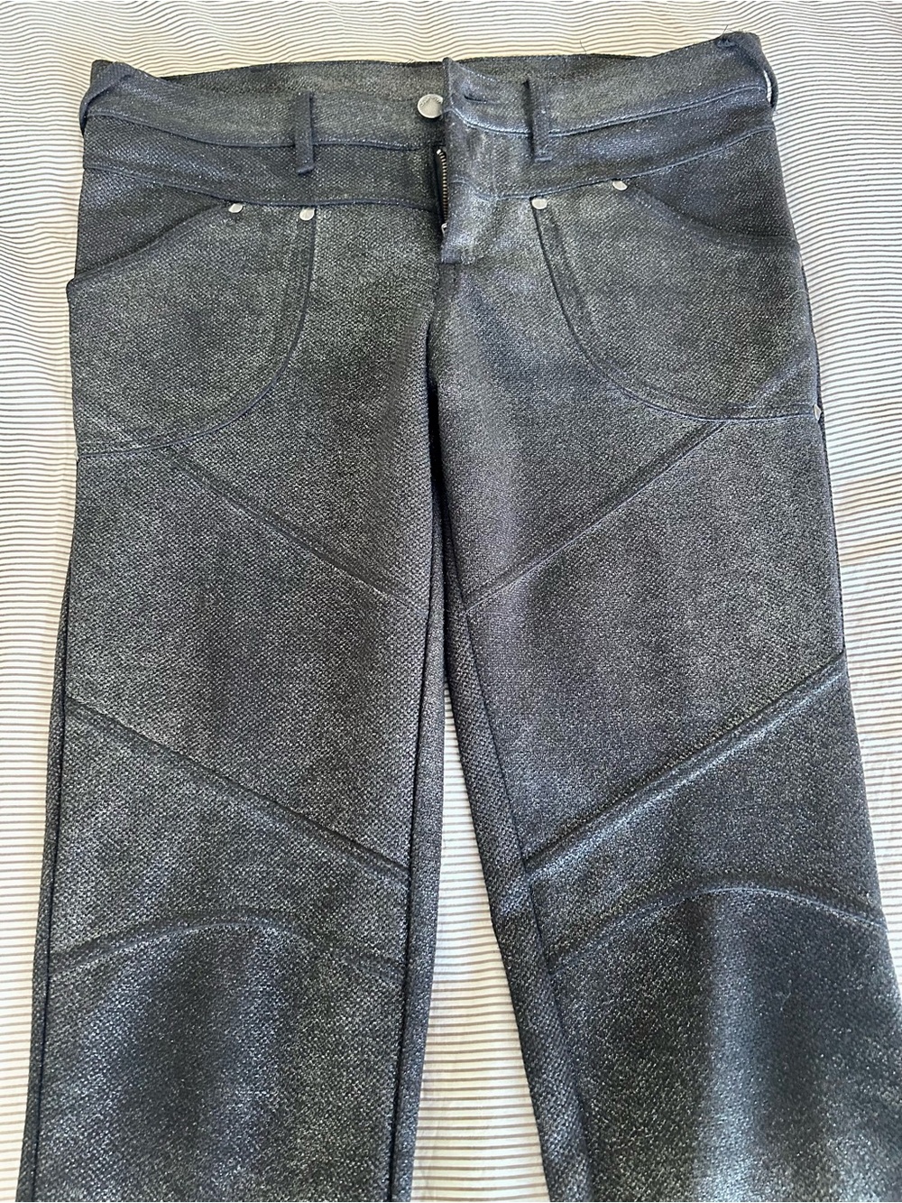 Free People Metallic Charcoal Skinny Pants